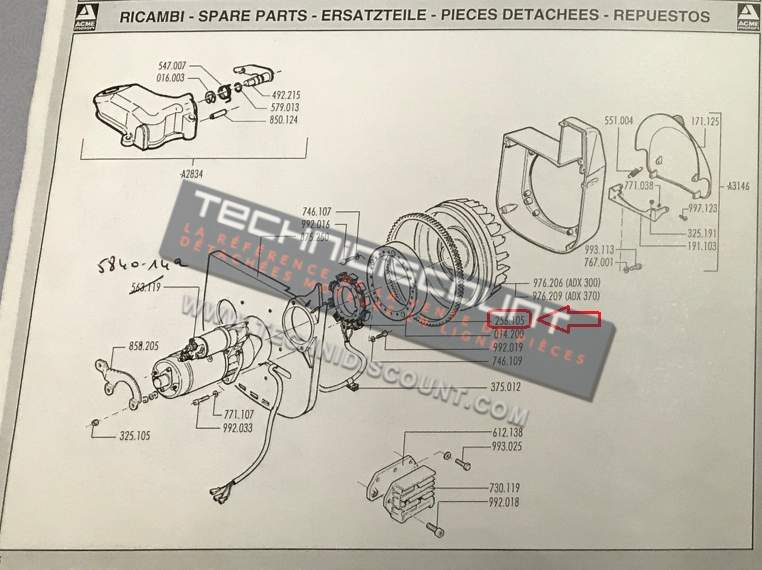 COURONNE DEMARRAGE ADX300 ADX370 - ED00256A1050-S . 256.105