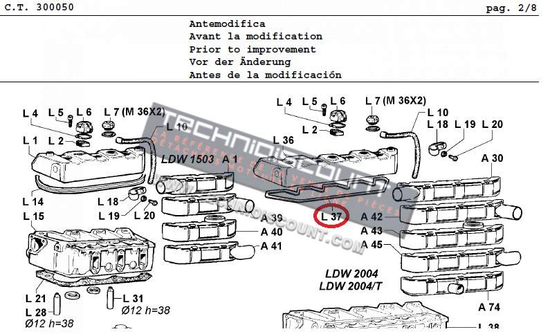 Joint cache culbuteur ancien modèle LDW2004 < 4477594 ; LDW2004T < 4481801  LOMBARDINI 4400.049 / ED0044000490-S / 114.4400.049