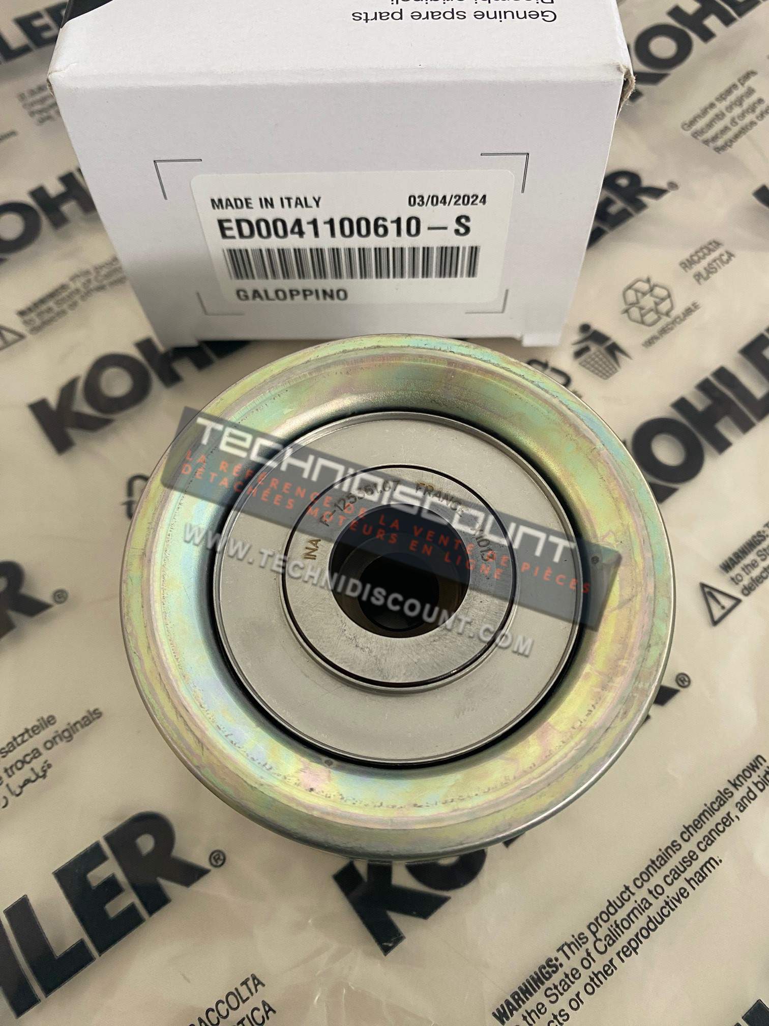 Galet tendeur KOHLER ED0041100610-S - Moteur KOHLER KDI1903TCR ; KDI-TCE1903 ; KDI-TCA1903 ; KDI1903M ; KDI2504TCR ; KDI2504M - INA F-125361.07 FRANCE