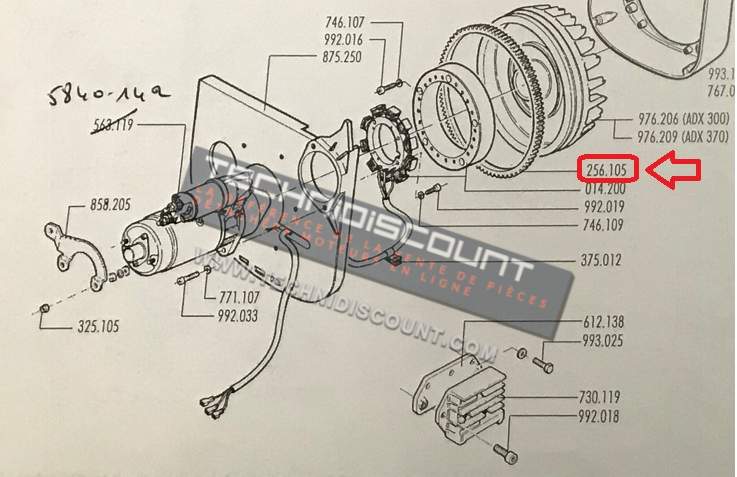 COURONNE DEMARRAGE ADX300 ADX370 - ED00256A1050-S . 256.105